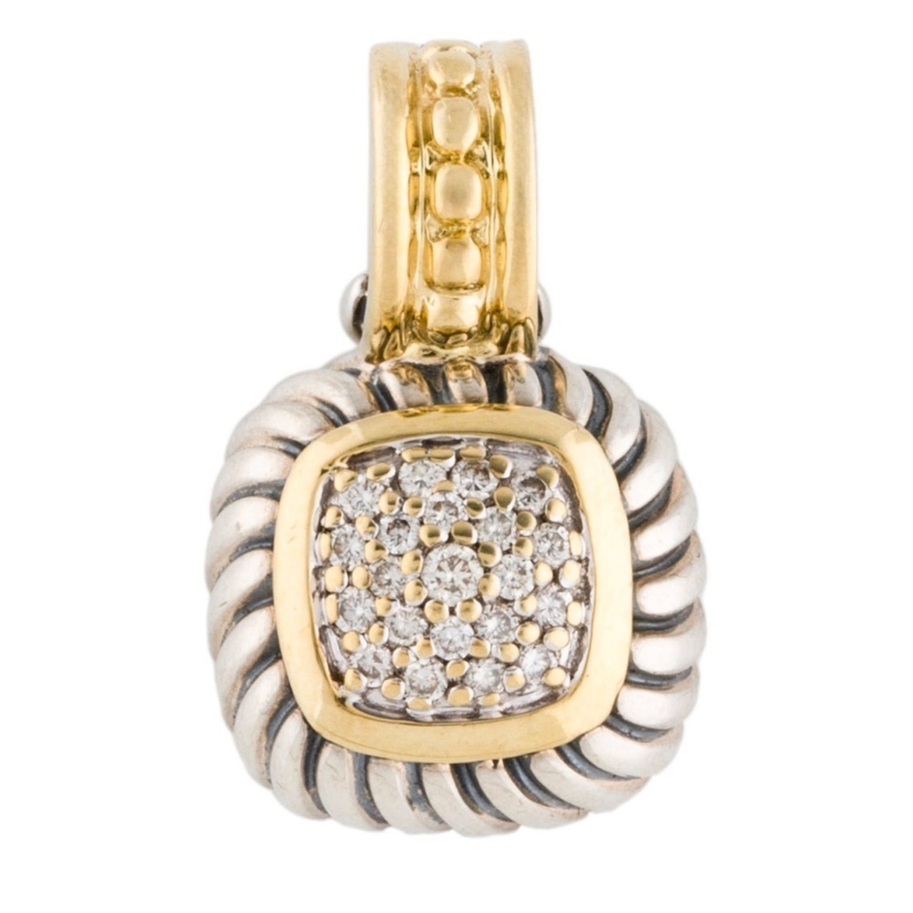 - David Yurman 18k and Silver Diamond Pendant. Excellent Condition.